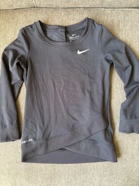 Nike Dri-FIT Black Long Sleeve Top with White Logo